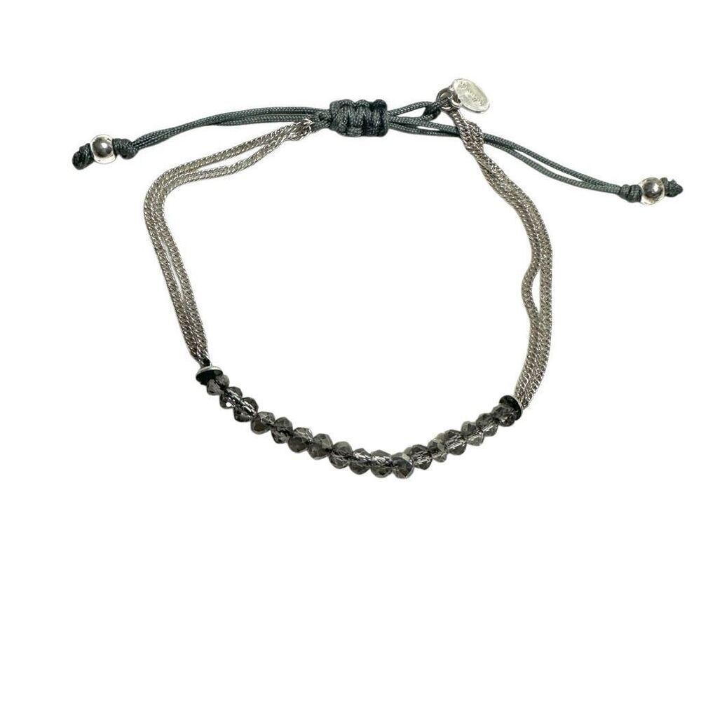 Stella and Dot crystal with olive green adjustable thread bracelet
